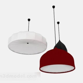 Red White Shade Pendant Lamp 3d model