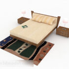 Κίτρινο ξύλινο διπλό κρεβάτι