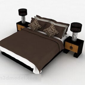 Brown Double Bed Design V1 3d model