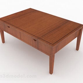 Brązowy drewniany prosty stolik kawowy Model 3D