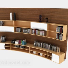 โมเดล 3 มิติการออกแบบตู้หนังสือไม้อย่างง่าย