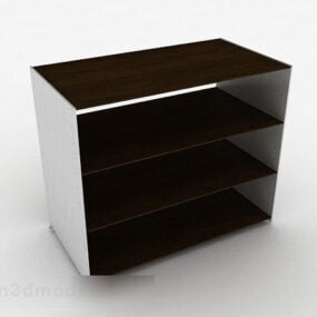 Modelo 3D de design de armário de sapato simples de madeira marrom