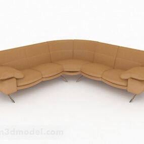 Model 3d Reka Bentuk Sofa Berbilang Tempat Duduk Coklat