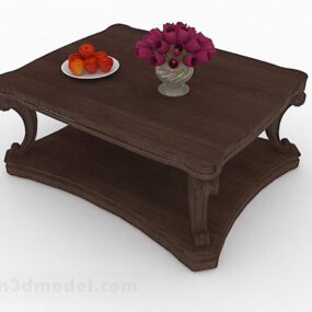 Brązowy drewniany stolik kawowy V3 Model 3D