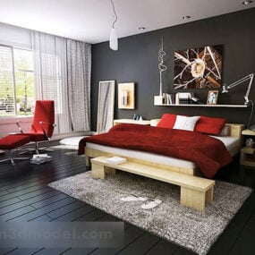 Modernes Schlafzimmer-Design-Interieur-3D-Modell