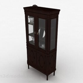 Brown Wooden Display Cabinet Design 3d model