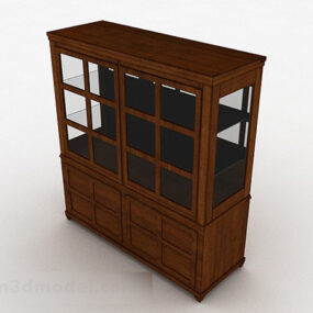 Mô hình 3d thiết kế tủ sách bằng gỗ màu nâu