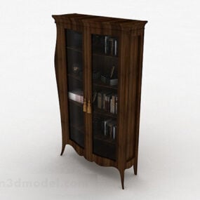 Brown Wooden Bookcase Design V1 3d model