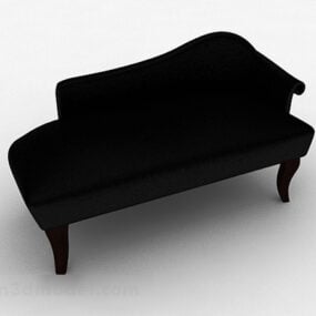 แบบจำลอง 3 มิติการออกแบบโซฟาหลายที่นั่งเรียบง่ายสีดำ