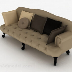 European Brown Double Sofa Design 3d model