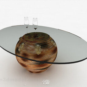 Oval Glass Coffee Table Furniture 3d model