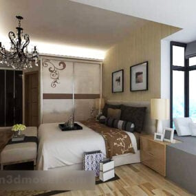 Bedroom Chandelier Furniture Interior 3d model