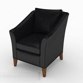 Model 3D czarnej, minimalistycznej pojedynczej sofy