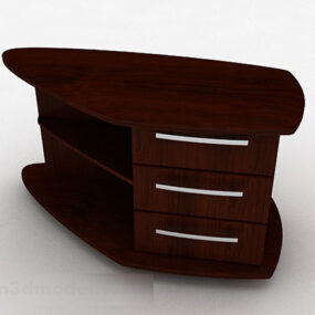 Brown Wooden Bedside Table Furniture 3d model