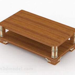 Brown Wooden Rectangular Coffee Table Furniture 3d model