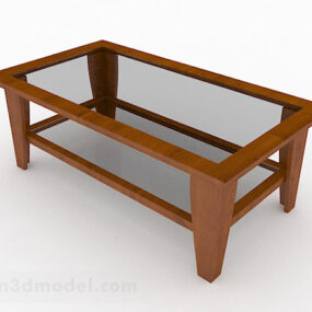 Brown Rectangle Coffee Table Furniture 3d model
