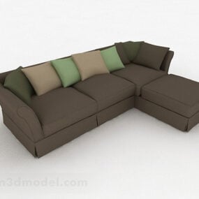 3д модель коричневого многоместного дивана-мебели