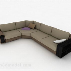 1д модель коричневого многоместного дивана-мебели V3