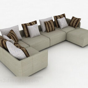 3д модель зеленого многоместного дивана-мебели