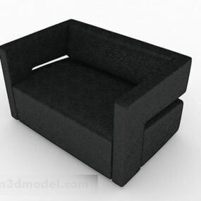 Zwart minimalistisch eenpersoonsbankmeubilair V1 3D-model