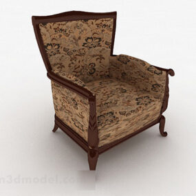 Brown Pattern Single Sofa Furniture 3d model