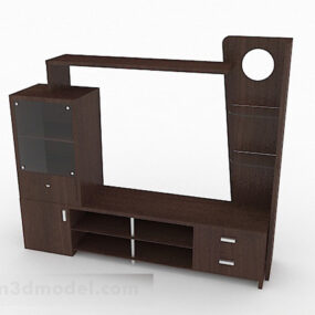 مدل سه بعدی کابینت تلویزیون چوبی قهوه ای