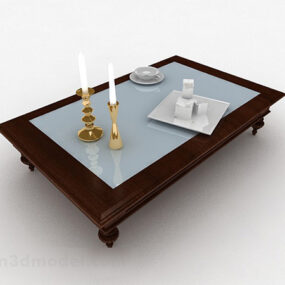 Brązowy drewniany stolik kawowy V6 Model 3D