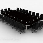 Brown conference table and chairs 3d model