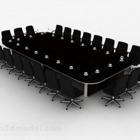 3д модель конференц-стола и стульев с мебелью