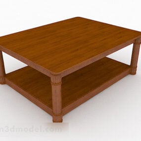 Modelo 3d de móveis de mesa de centro simples de madeira
