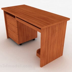 أثاث مكتب خشبي بني نموذج ثلاثي الأبعاد