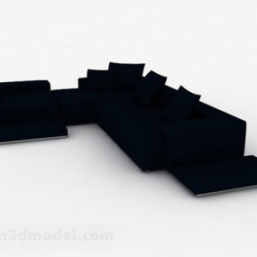 Blauw minimalistisch multiseater bankmeubilair V1 3D-model