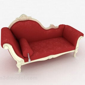 نموذج ثلاثي الأبعاد لأثاث أريكة مفردة باللون الأحمر الأوروبي