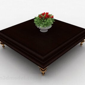 Square Wooden Coffee Table Furniture V1 3d model