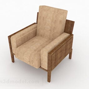 Perabot Sofa Tunggal Kayu Coklat V1 model 3d