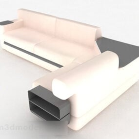 White Multiseater Sofa Decor 3d model