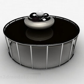 ديكور طاولة القهوة المستديرة باللون الأسود نموذج ثلاثي الأبعاد
