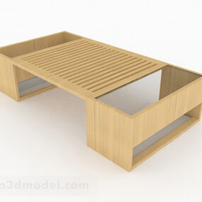 Yellow Wooden Coffee Table Decor 3d model