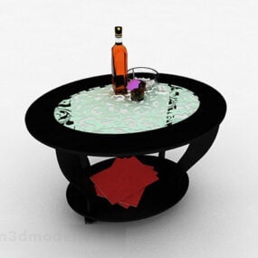 Black Round Coffee Table Decor V1 3d model