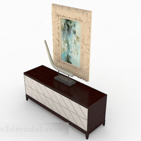 Hnědá dřevěná kancelářská skříň Dekor 3D model