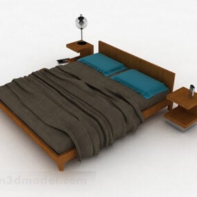 Simple Home Double Bed Decor 3d-modell