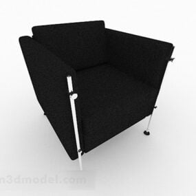 3д модель черного минималистичного декора одноместного дивана