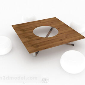 Mô hình 3d trang trí bàn cà phê đơn giản bằng gỗ