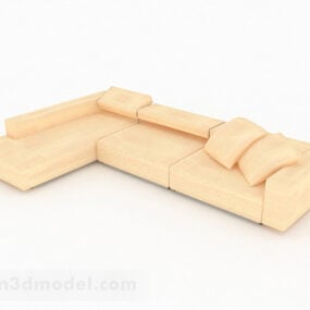 Gelbes Mehrsitzer-Sofadekor V1 3D-Modell