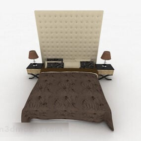 Model 3d Dekorasi Tempat Tidur Ganda Coklat