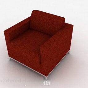 Red Minimalist Single Sofa Decor 3d model