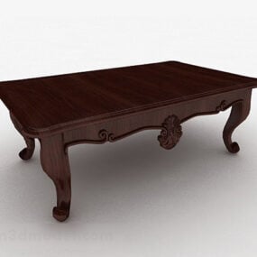 Brown Wooden Coffee Table V17 3d model