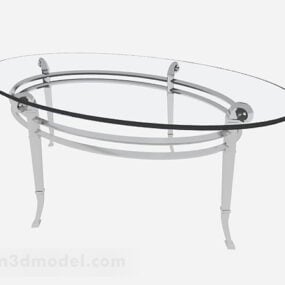 Ovalt glas spisebord V1 3d model
