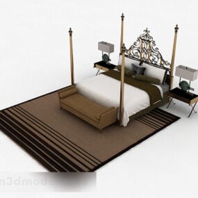 European Double Bed V2 3d model