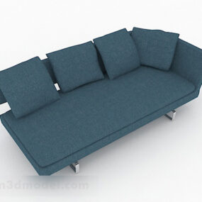 Mẫu 3d Sofa nhiều chỗ ngồi tối giản màu xanh lam
